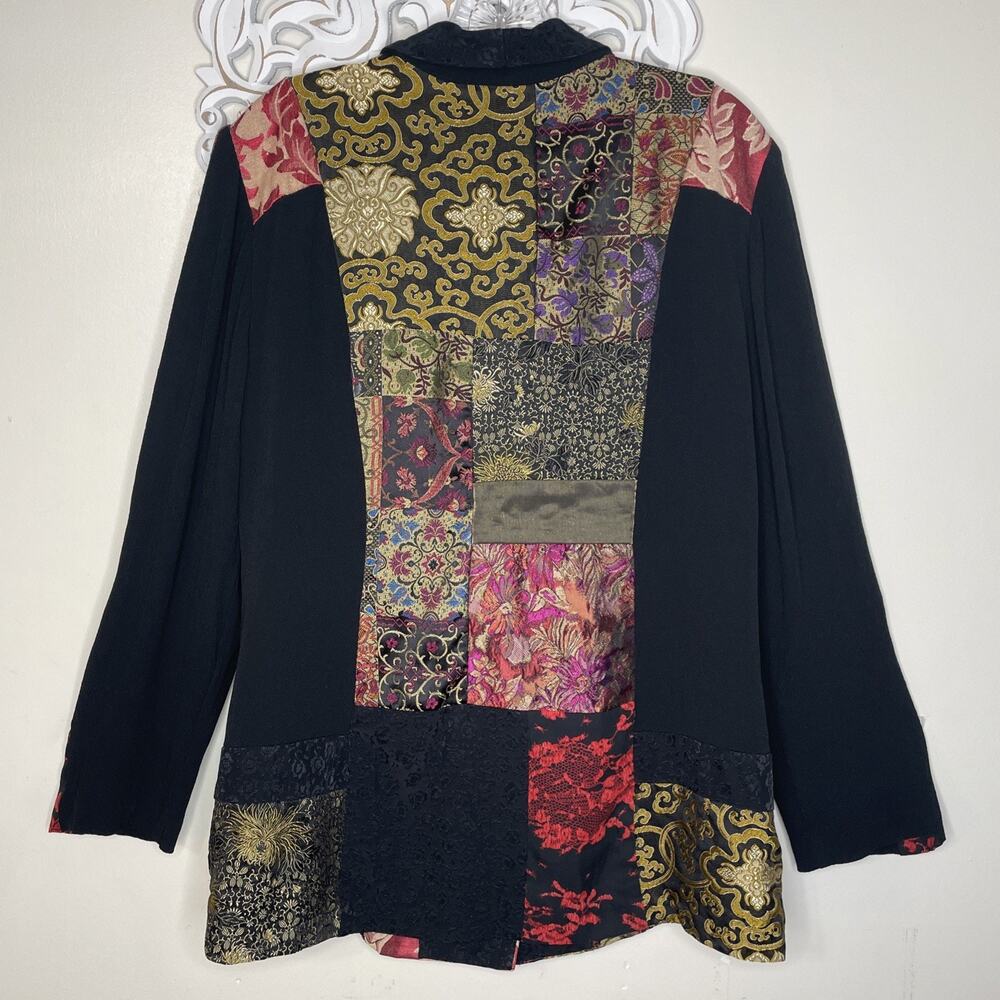 VTG Patchwork Tapestry Boho Jacket M Baroque Broc… - image 9